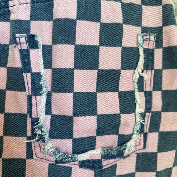 Free People Pink and Blue Checkered Denim Skirt - Picture 5 of 7